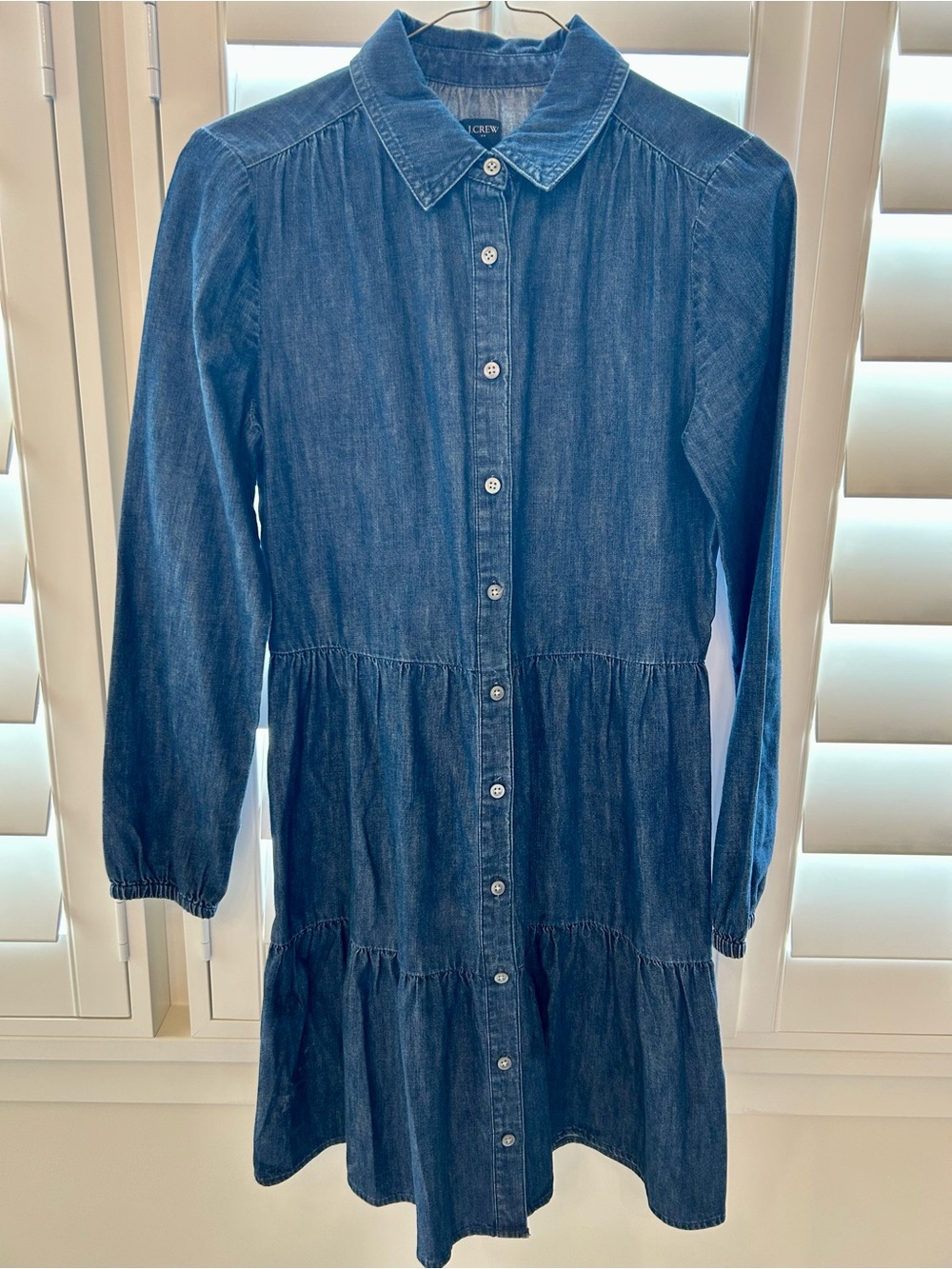 J Crew Button-Front Denim Shirt Dress